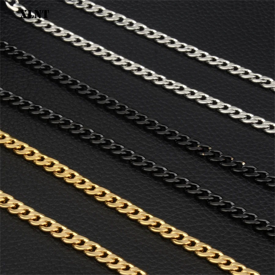 Naszyjnik z łańcuszkiem ze stali nierdzewnej Długi Hip Hop dla kobiet Mężczyźni na szyi Biżuteria modowa Akcesoria do prezentów Srebrny kolor Choker — zdjęcie 4