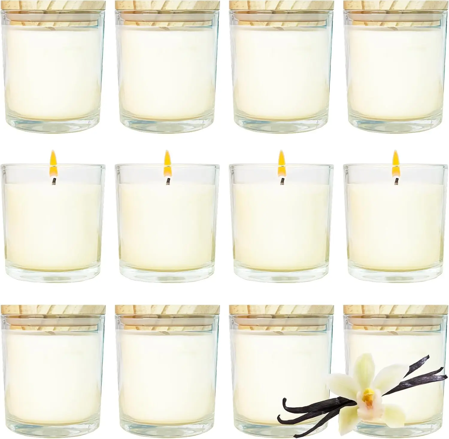 Vanilla Scented Soy Candles Bulk Pack, Mason Jar Aromatherapy Candles For Home Relaxation, Long Lasting Natural Soy Wax Stress Relief Candle Set For Birthday Wedding Party Favors, White, 12 Pieces