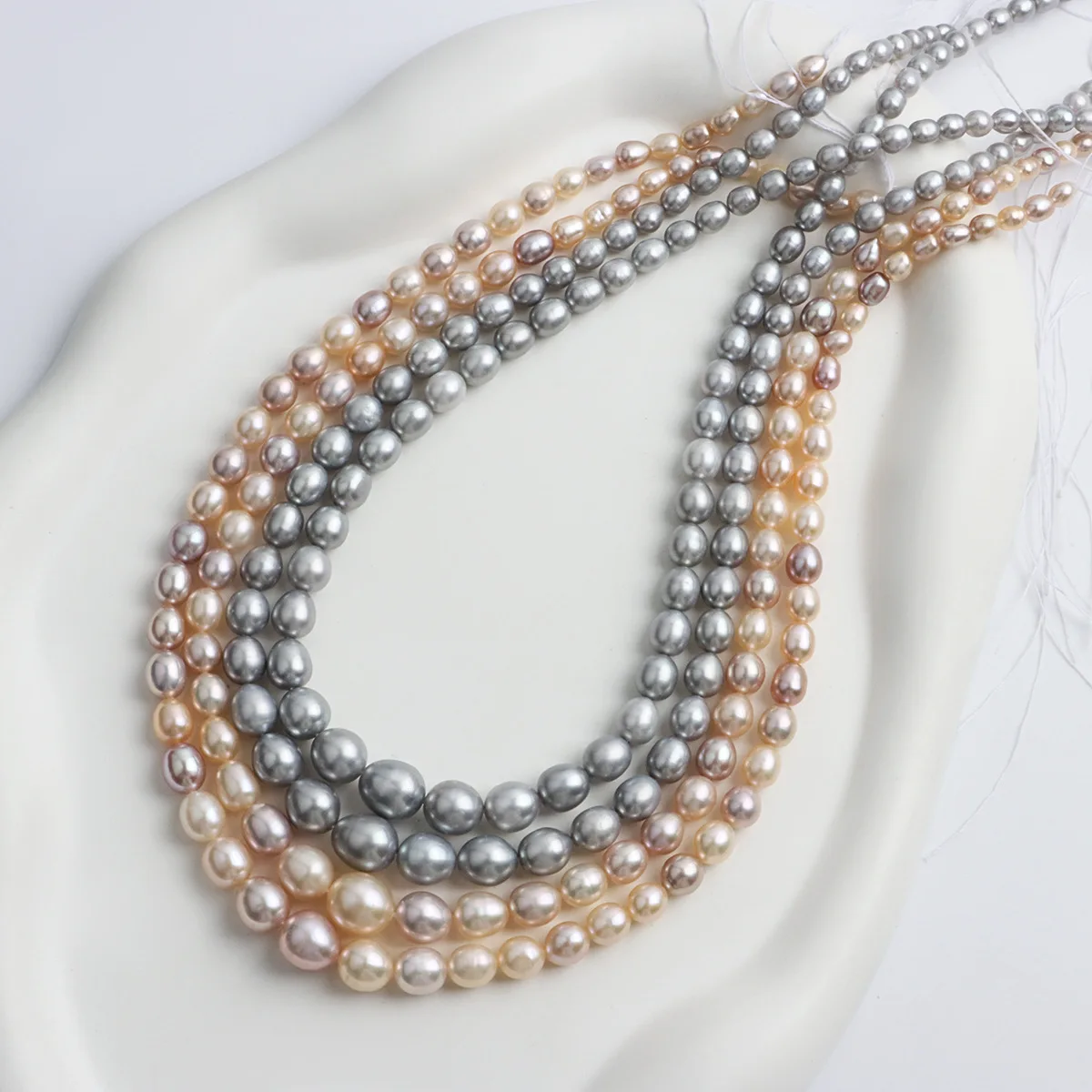 Natural Freshwater Pearl 4-8mm Meter Bead Tower Chain Gradual Change Big Millet-shaped DIY Manual Work in Beading Material