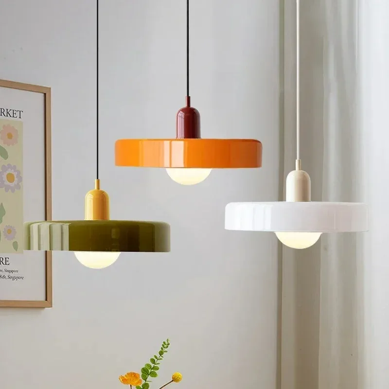 35cm Nordic Retro Glass Pendant Lamps Indoor E27 LED Chandelier Living Room Dining Room Bedroom Kitchen Decorative Lights Large