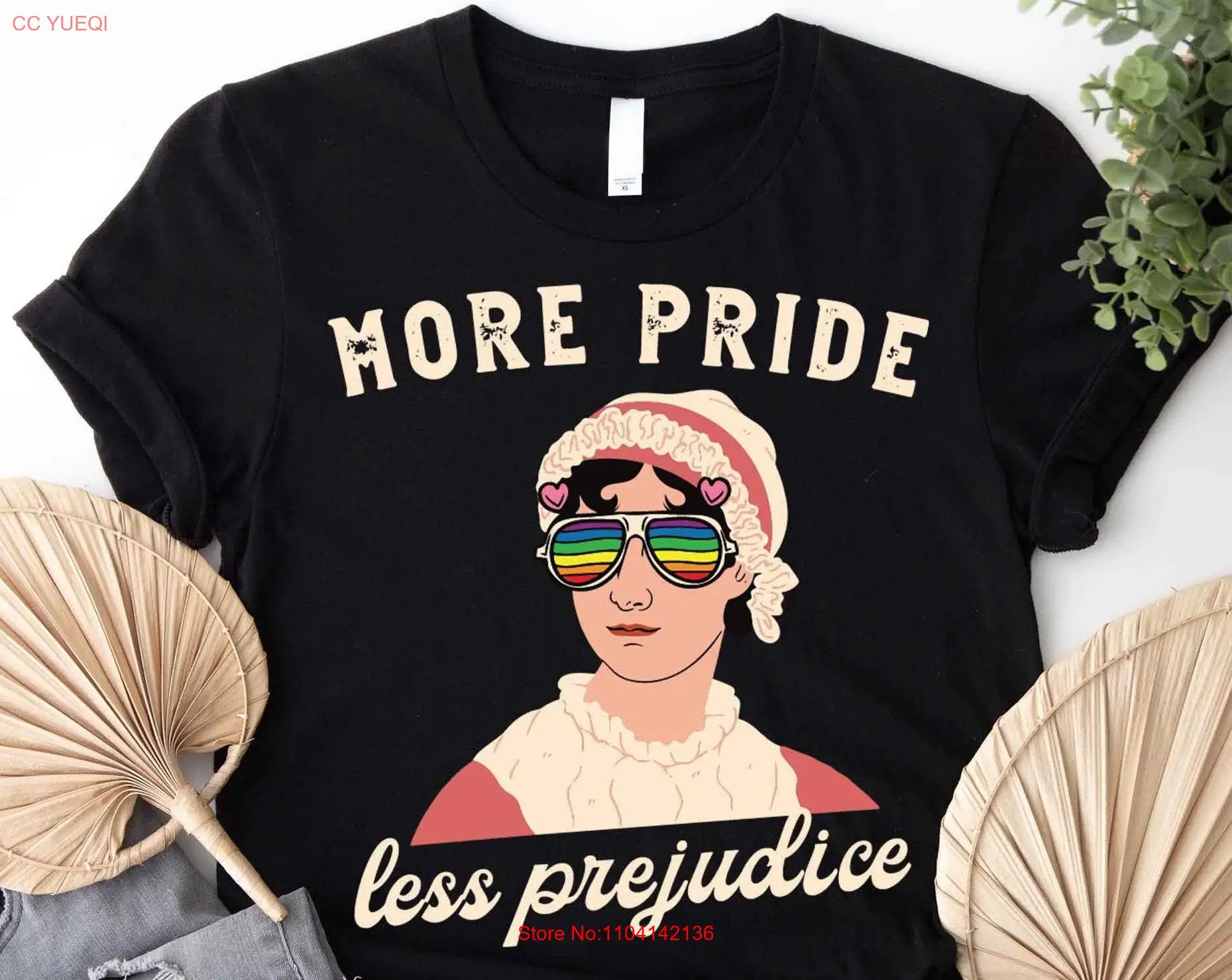 More Pride Less Prejudice LGBTQ T Shirt Jane Austen Proud Ally Month Supporting Lgbt People long or short sleeves