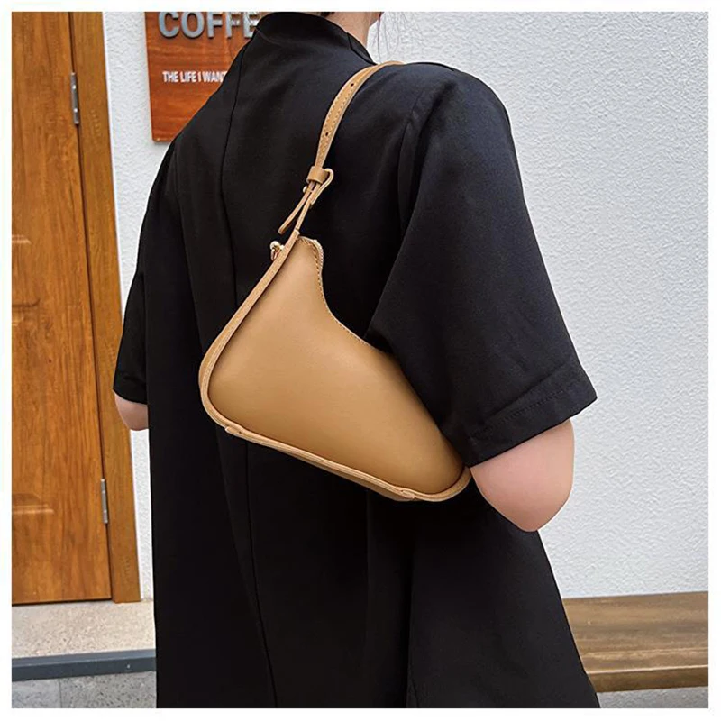 Luxury Designer Women Underarm Bag Soft Pu Leather Retro Solid Color Ladies Handbags Fashion Design Girls Small Shoulder Bags