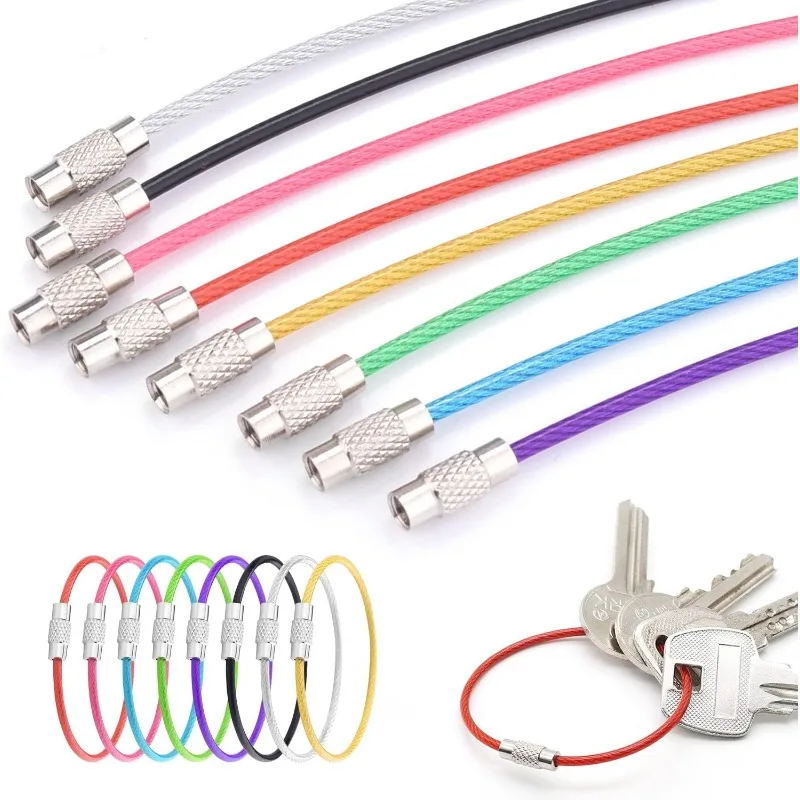 Colored Stainless Steel Wire Key Ring Cable Screw Lock EDC Key Chain Camping Luggage Tag Outdoor Gadgets image 2