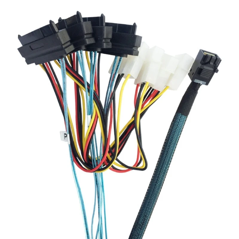 Internal Mini SFF 8643 to 4x 29Pin SFF 8482 Connectors with Big 4P Power Cable for Server