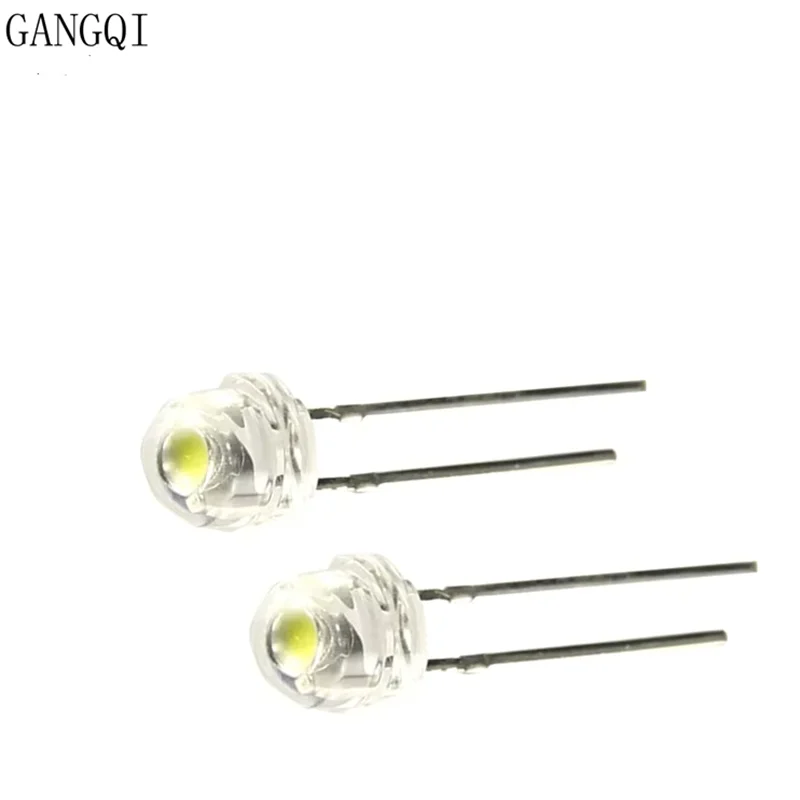 5MM LED Transparent Super bright White Light-Emitting Diode 100Pcs/LOT The Hat Shaped