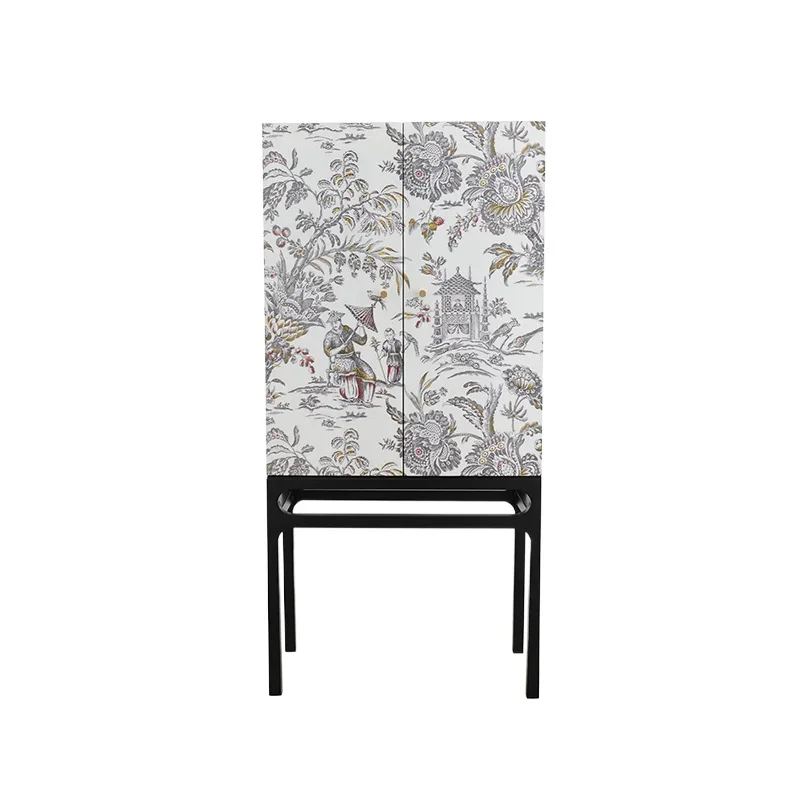 

Lacquered wood COCO women's French multi-purpose vertical cabinet, entrance "Oriental Dream" medieval