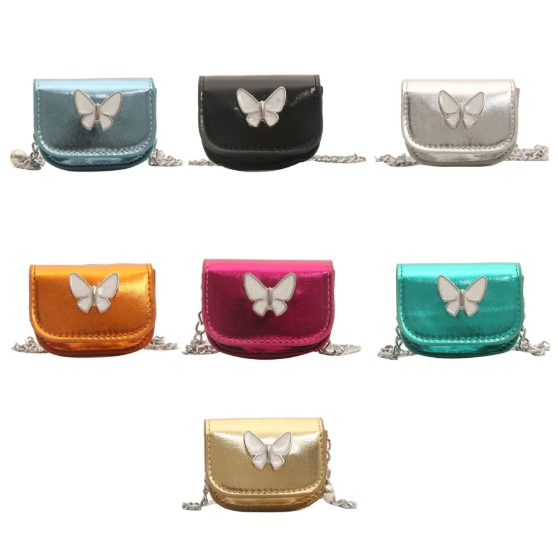 Mini bolso cruzado con cadena metal y mariposa para lápiz labial y organizador monedas