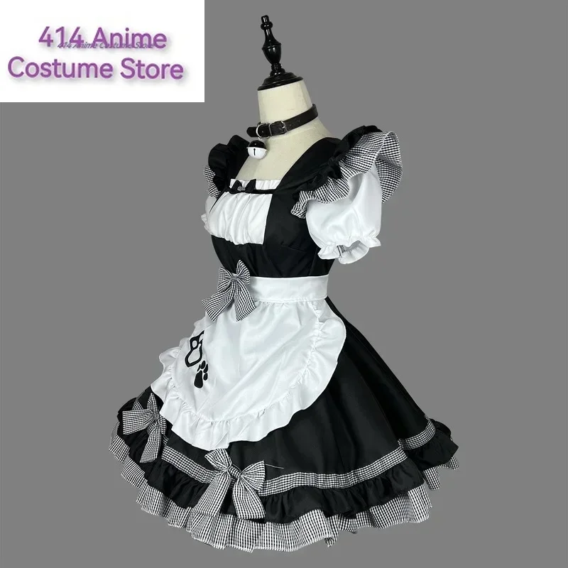 Maid lolita cosplay trajes clássicos gato menina plus size avental roupas de empregada anime preto branco bonito menina festa vestido de princesa