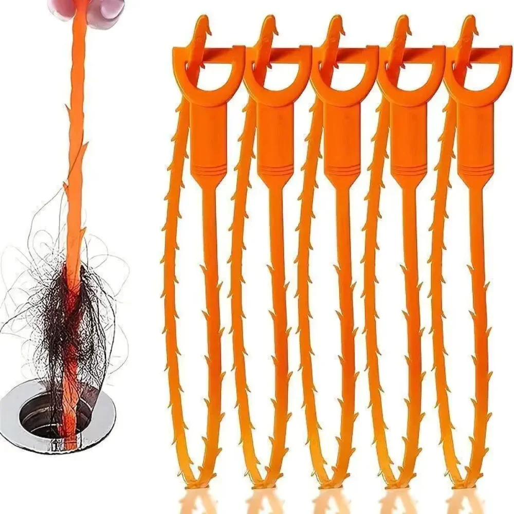 1pc Flexible Hair Drain Remover Portable Plastic Drain Unclogger Cleaner Tool for Kitchen Sink Bathroom Toilet Drainage