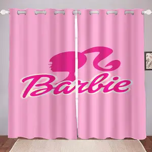 Barbie Princess 3D Print Curtain Cartoon Polyester Full Pink Window Blackout Bedroom Living Room Style Home Decoration AliExpress