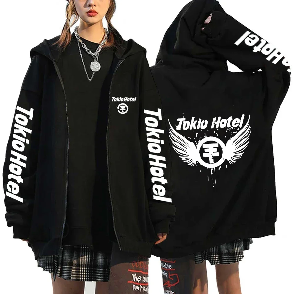 Tokio Hotel Hoodie Men Woman Harajuku Zip Up Jacket Sweatshirt Hip Hop Streetwear Fashion Oversized Long Sleeve Zipper Hoodies