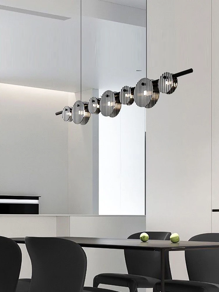 

Ideal Long Line Glass Chandeliers Home Decor Modern Black Gray Hanging Lamps For Dining Table Room Nordic Designer Bar Lustre