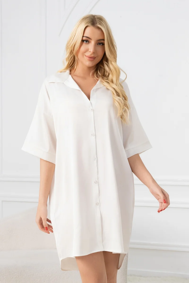 فستان نوم نسائي أنيق من الساتان، نمط قصير فضفاض ومثير، مع شعار رومانسي على الأمام، ملابس نوم ناعمة وجيدة التهوية #3