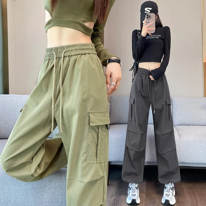 Y2K Cargo Pants Women Streetwear 2024 Spring Summer Casual Trousers Solid Color Harajuku Korean High Waist Streetwear Trousers