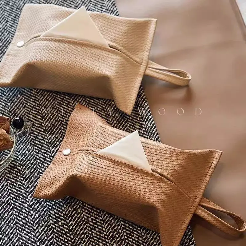 Stilvolle, minimalistische Taschentuchbox aus Leder, kreativ, luxuriös, gewebt, Autozubehör, Taschentuchspender, Wohnzimmer, Küche, Schlafzimmer