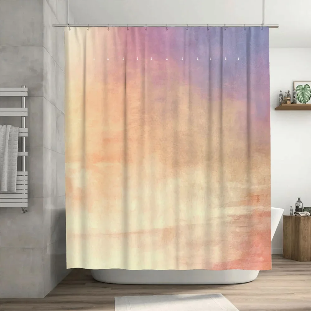 

Colorful Abstract Print Shower Curtain Decor Pink Peach Yellow Gradient Watercolor Design for Bathroom Accessories Home Decorati