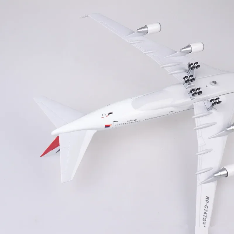 Imagem -04 - Modelo Diecast Philippine Airlines Boeing 747 Avião de Resina com Luz e Rodas Coleção de Brinquedos Escala 1:150 47cm