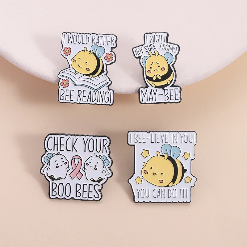 I Bee-lieve In You You Can Do It Enamel Pins Cute Bee I Would Rather Bee Reading Brooches Lapel Badge Jewelry Gifts for Friends