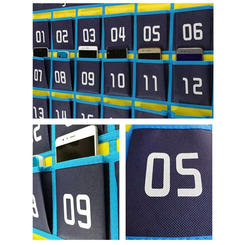 108 Numbered Pocket Chart Cell Phone Organizer Hanging Storage Bag For Classroom Calculator Mobile Phone Holders