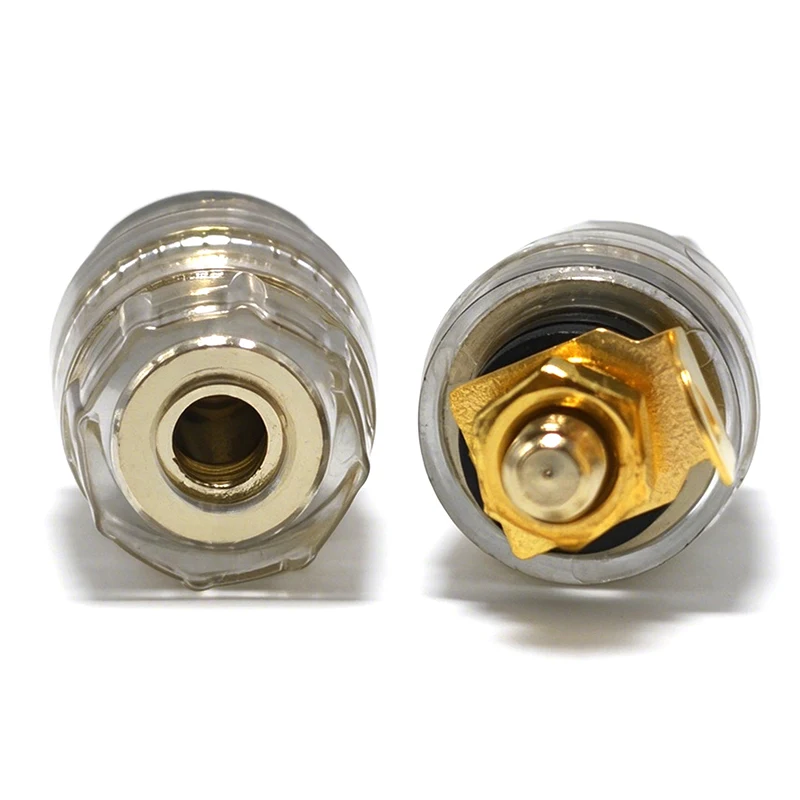 1-10PC Crystal Binding Post Pure Copper Gold Plated Speaker Terminal 4mm Banana Socket Audio Amplifier Panel Connector Red Black