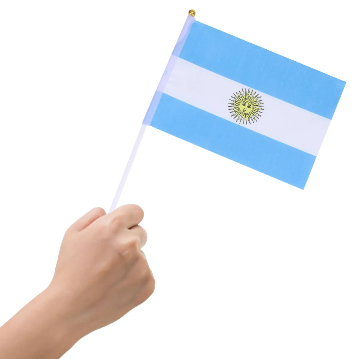 20Pcs Small Argentina Stick Flag Hand Held Flags Polyester Material Smooth Finish Washable Festive Party Sports Team Cheer