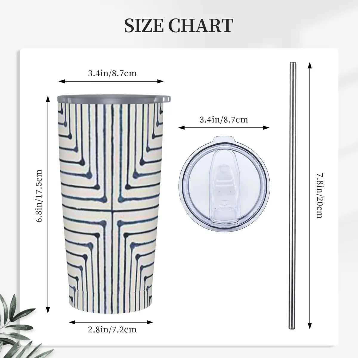 Jonathan Adler Inkdrop Slate Blue Stainless Steel Tumbler Vacuum Insulated Mug Thermal Cold Bottle Straw With Lid 20oz