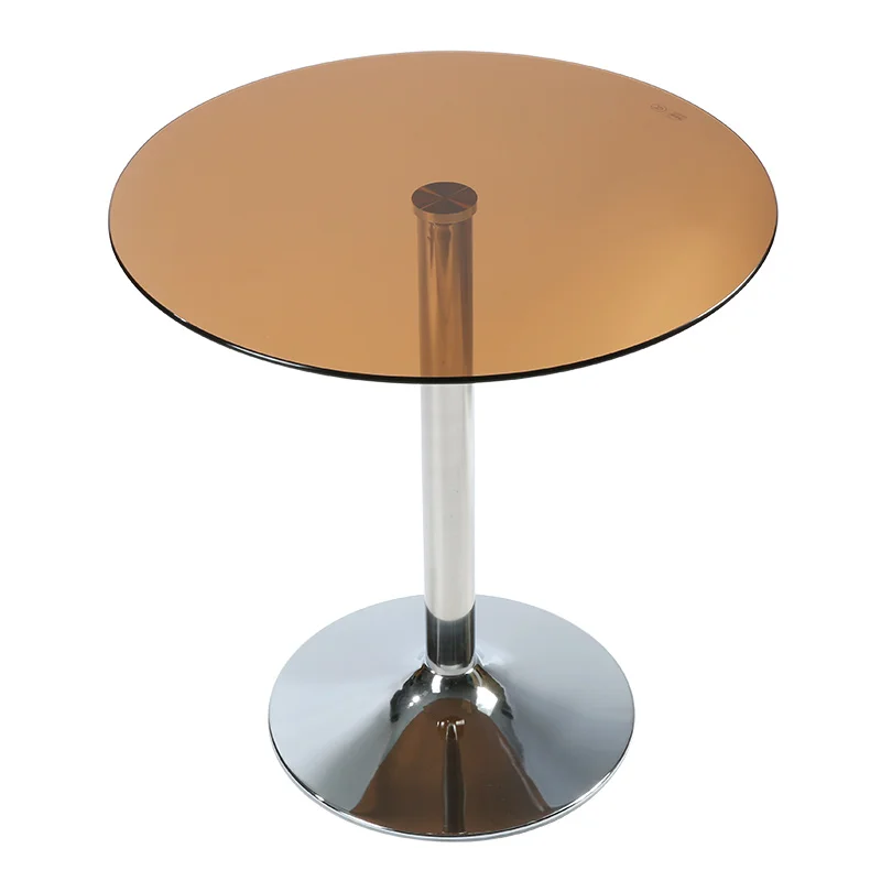 

Simple Modern Tempered Glass Small round Table Stainless Steel Balcony Coffee Table