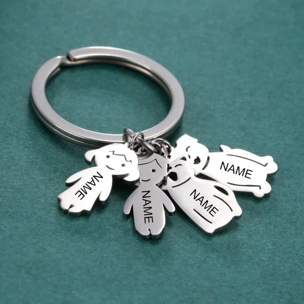 Regalo del día de la madre del niño Llavero personalizado del niño Llavero con nombre personalizado Niño Niña Perro Gato para Mujeres Hombres Pareja Familia Mamá Papá Bebé
