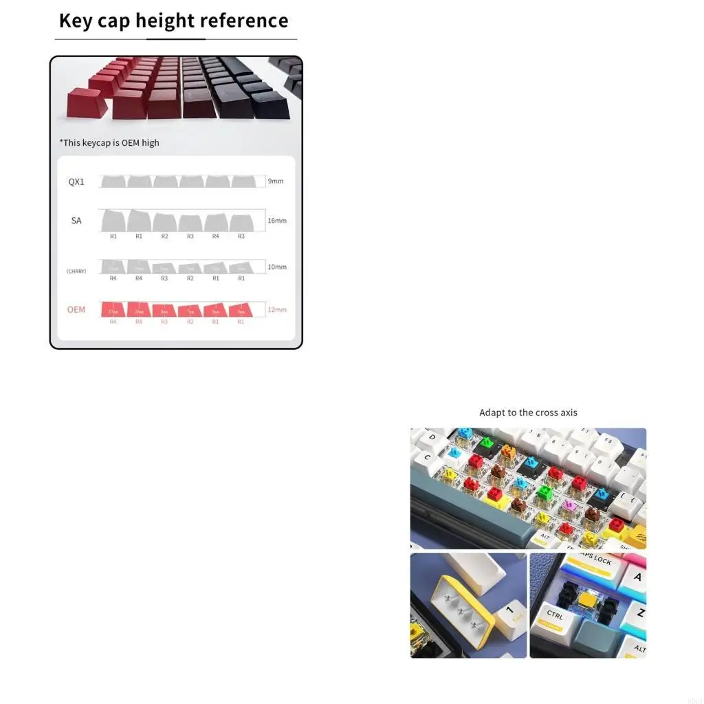 

900F Точные колпачки для клавиш из ПБТ Колпачки для клавиш OEM-профиля для переключателей 61 64 68 75 98 104 108 MX