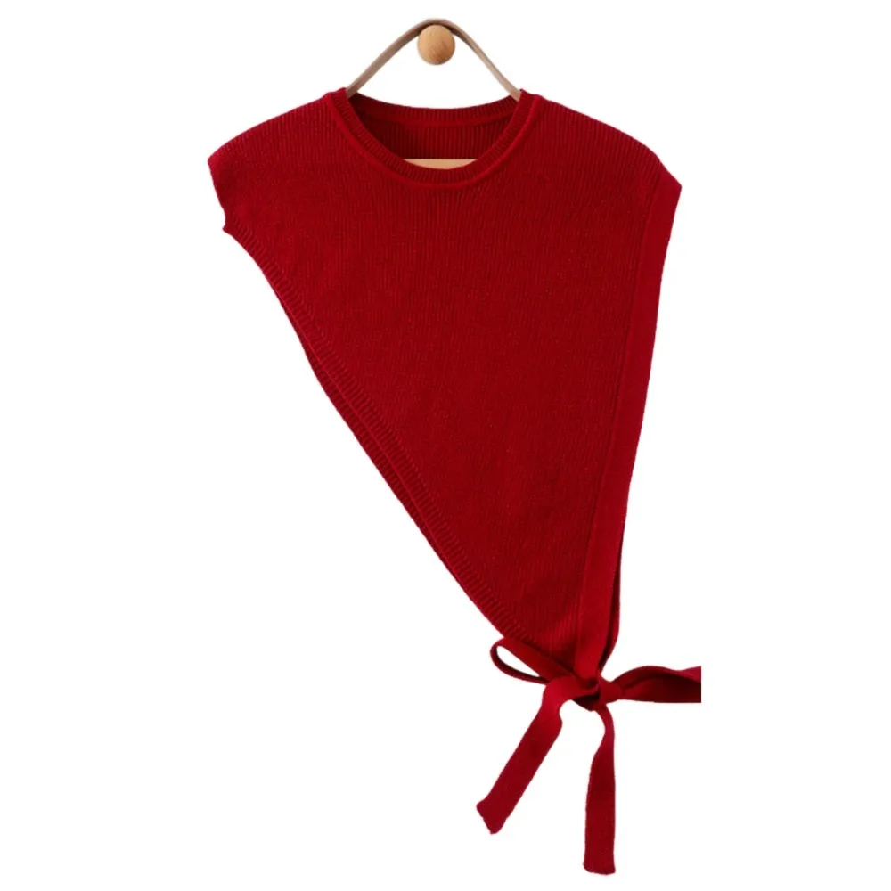 無地レディースニットショール　ニッチデザインベスト　ファッショナブルなクロスボディショール　レトロ斜め肩掛け三角ショール