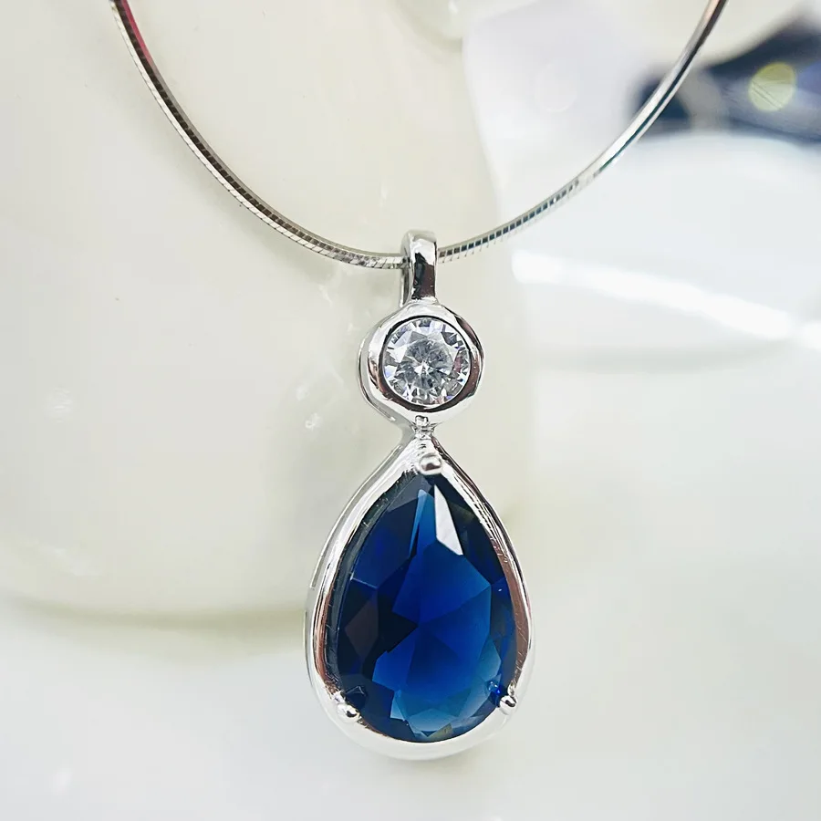 Women's 925 Silver Crystal Pendant Necklace