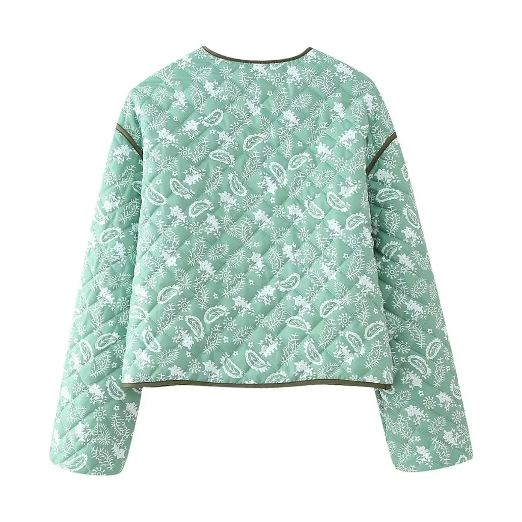 

Women's Printed Cotton-Padded Jacket European American Style Small Fit Casual Outerwear