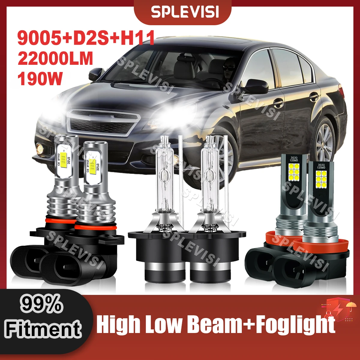 

LED Headlight 9005 High Beam+Xenon lamp D2S+Low Beam H11 Foglight Replace Combo For Jaguar SType 2005 2006 2007 2008 Car Lamp