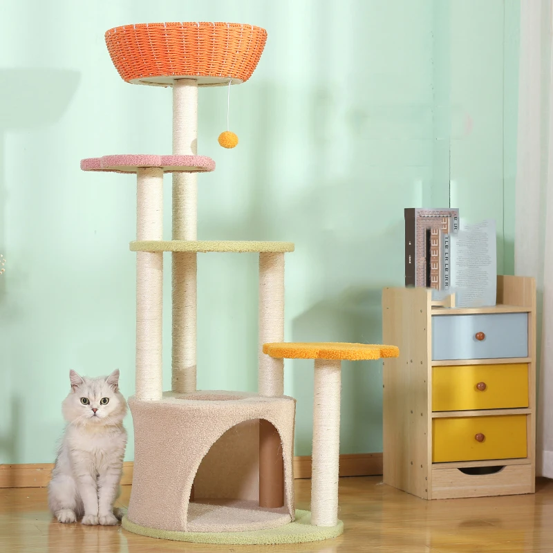 

Wholesale Large Cat Climbing Frame All-in-one Frame Tree Wood House Jumping Platform One Piece Foreign Trade Cat Tower