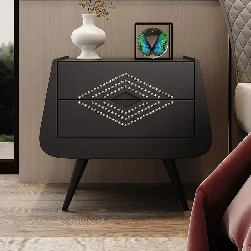 

Light luxury style bedside table home bedroom solid wood storage cabinet 2024 new modern modern bedside storage cabinet