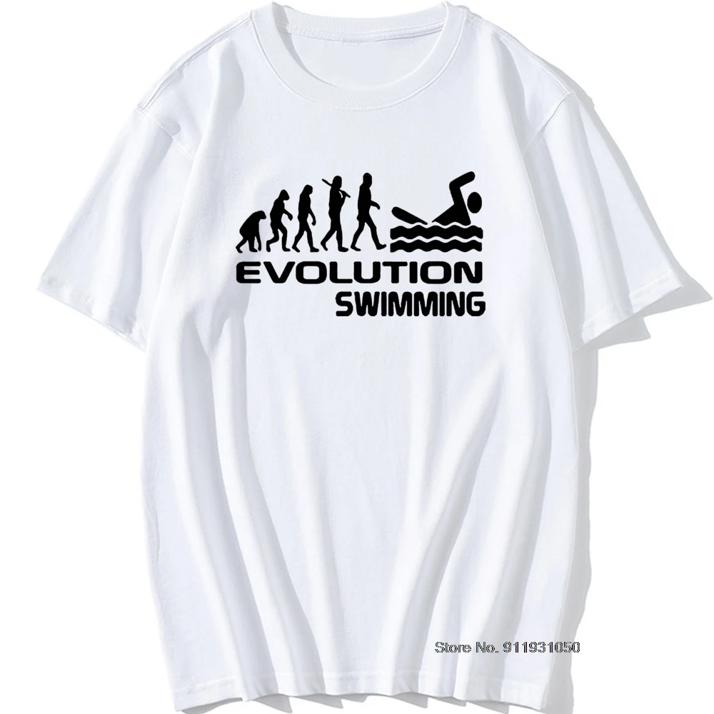 Evolution of Swimming Swimmer Birthday Funny Unisex Graphic Vintage Cool Cotton Short Sleeve T Shirts O-Neck Harajuku T-shirt