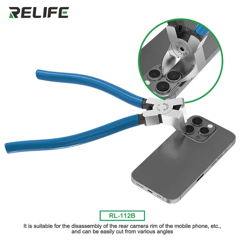 RELIFE RL-112B 90° Right Angle Flat Cutting Pliers for Mobile iPhone 8-14Promax Repair Disassembly of the Camera Frame Iron Ring