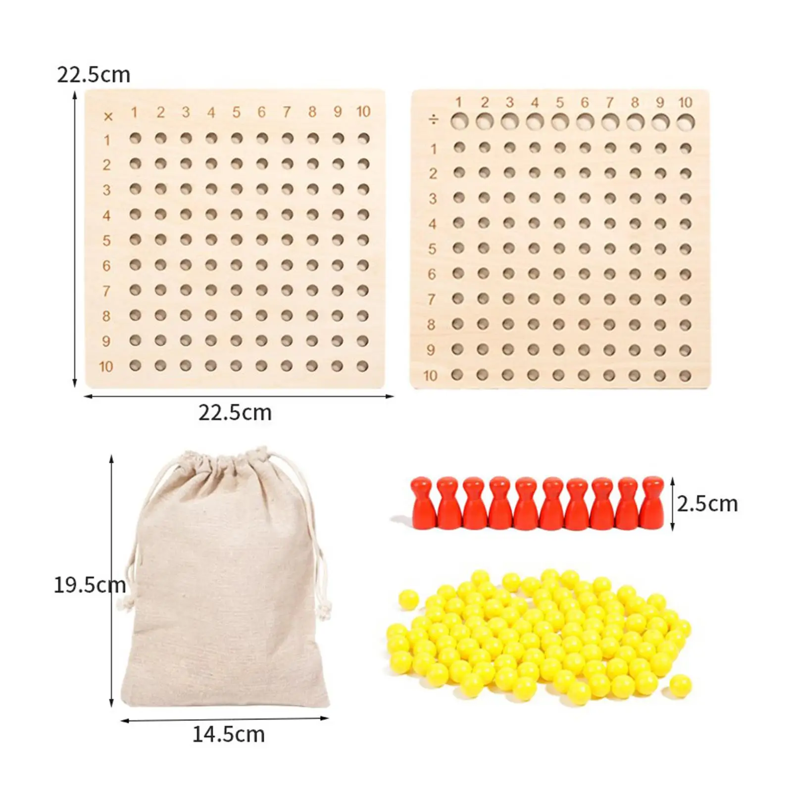 Wooden Math Educational Toy Montessori Multiplication Division Board Game for Children Learning Arithmetic Classroom