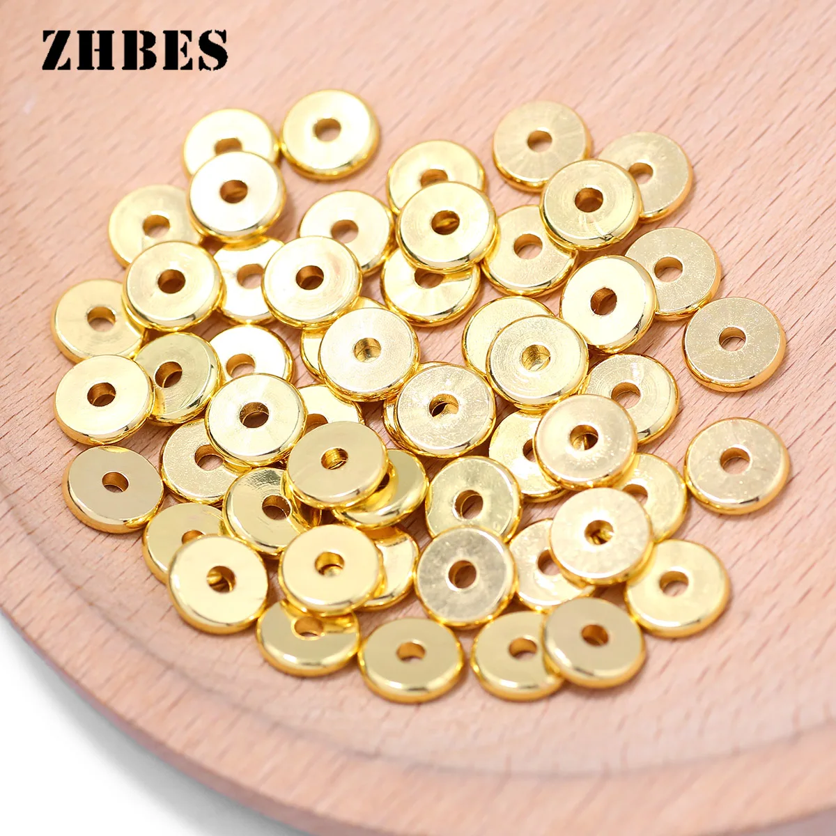 18K Gold Color Brass Flat Wheel Spacer Beads Bracelet Beads Diy Jewelry Making Accessories 300pcs 4MM 6MM 8MM 10MM