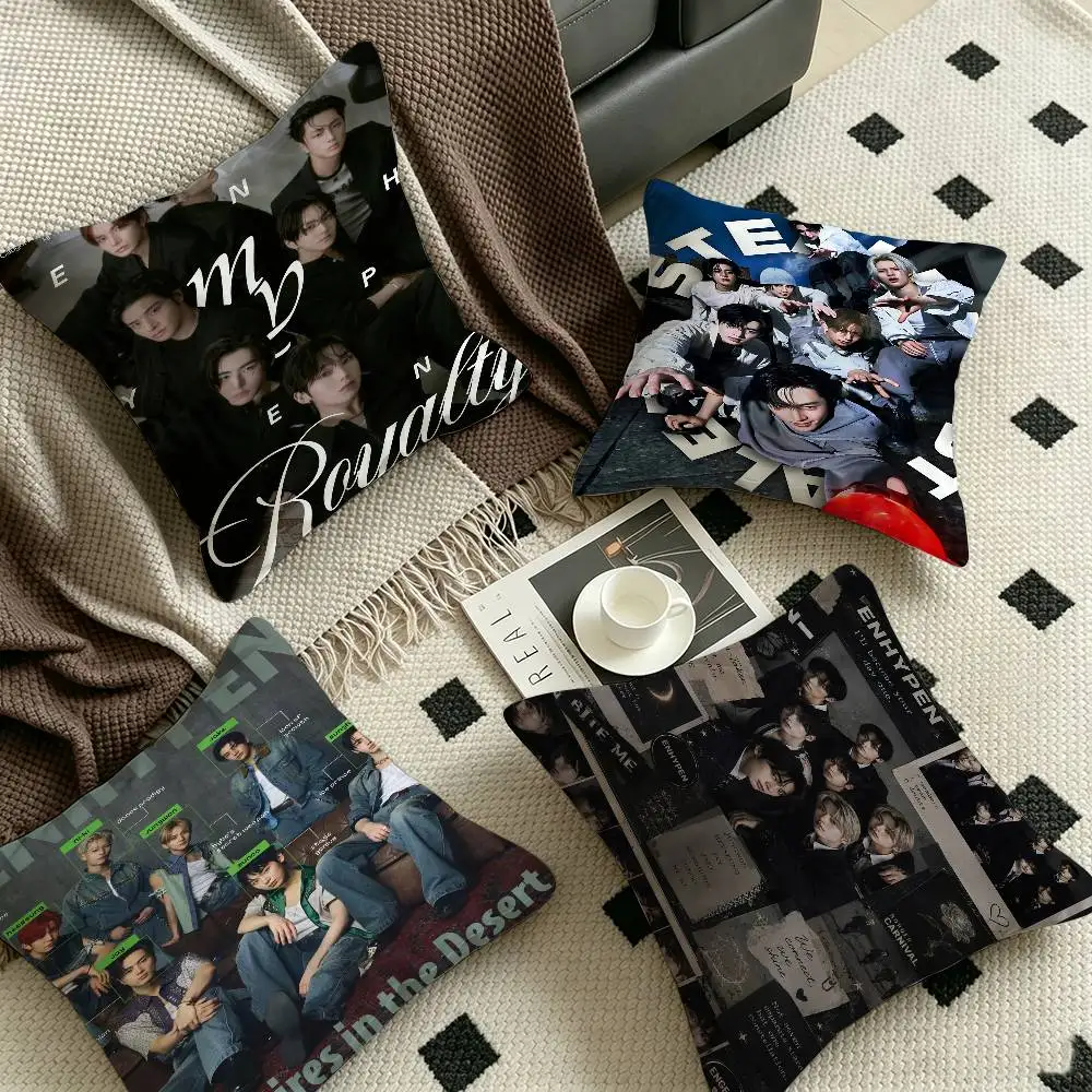 Korea Boy Band E-ENHYPENES Personalized Pillow Dust Cover Bedroom Kids Party Decoration Pillowcase Birthday Children Gift