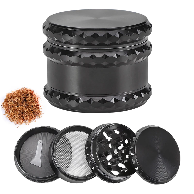 

Black Manual Tobacco Herb Grinder 60MM Zinc Alloy 4-Layer Smoke Grass Crusher Spice Grinder Smoking Accessories