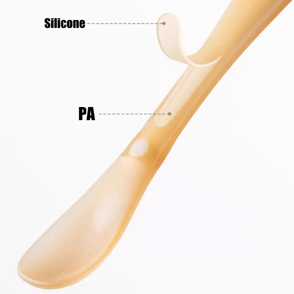

2 шт. новая портативная ложка для кормления, безопасная силиконовая мягкая ложка для прорезывания зубов с крышкой, пылезащитная посуда для