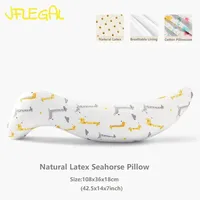 JFLEGAL Pregnant Woman Thailand Natural Latex Pillow Seahorse S Type Pure Cotton Pillowcase Humanoid Bed Big Leg Sleeping Pillow