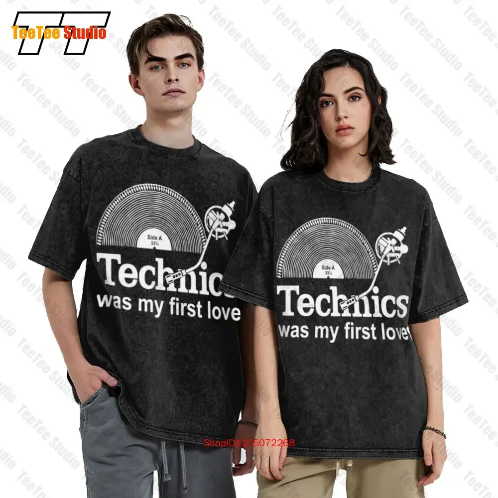 Men S Technics Was My First Love Record Turntable Dj 33 1 3 Black Vintage Oversized T-Shirt Xl KL4V