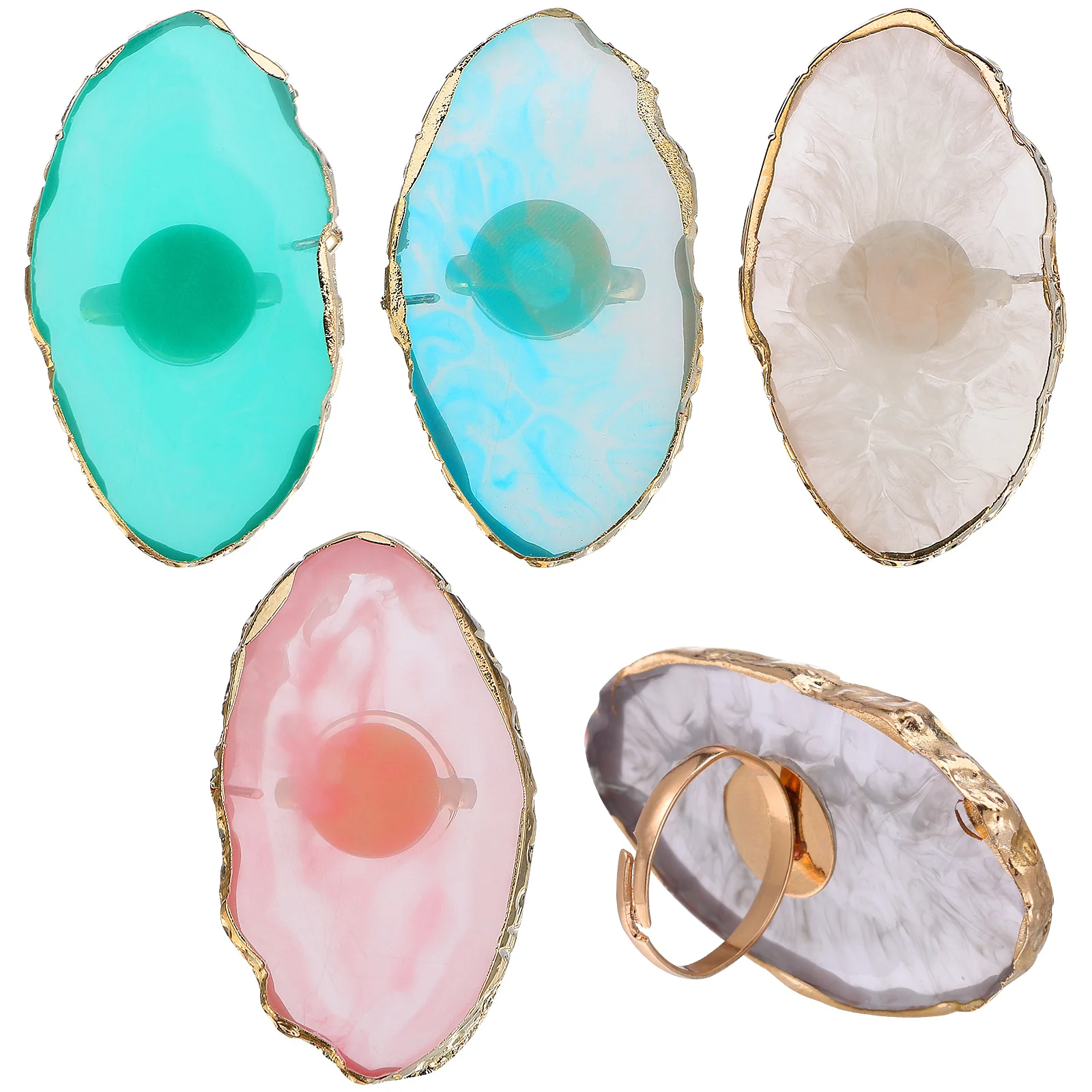

5Pcs Agate Style Nail Resin Palette Sturdy Reusable Manicure Mixing Plate for Pigment Dispersion Makeup Foundation Lipstick