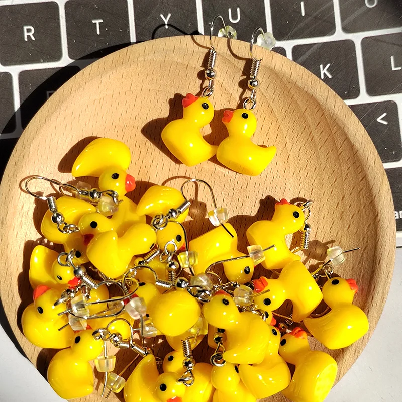 6/10/20pairs الراتنج الأصفر بطة إسقاط أقراط للنساء صديق الإبداعية مضحك لطيف الحيوان الحيوانات الأليفة قلادة قطرات الأذن المجوهرات بالجملة #2