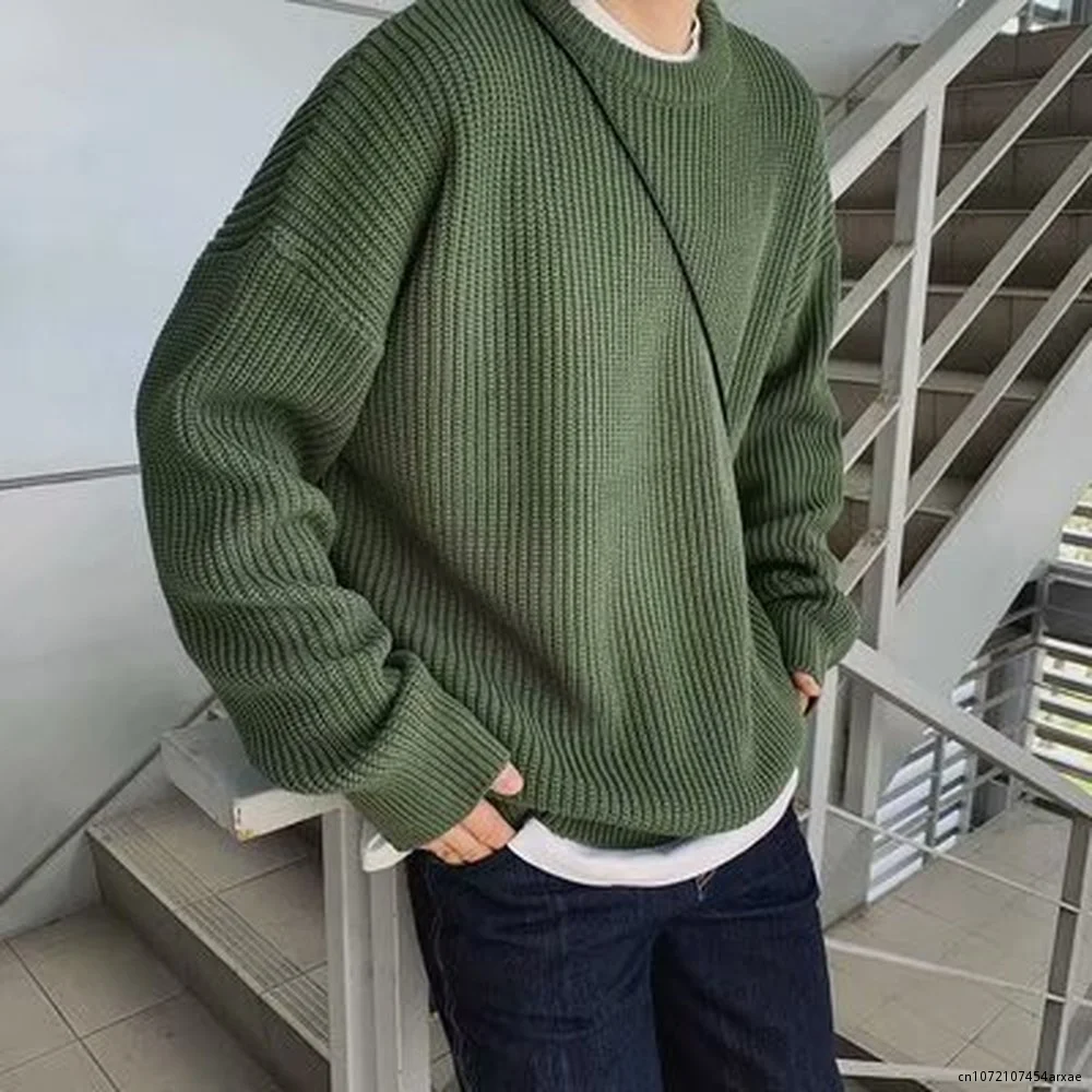 

Mens Clothes Knitted Sweater Korean Fashion Sweaters Men Autumn Solid Color Sweater Slim Fit Men Streetwear Men Pullovers