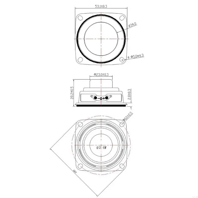 G6DD Universal Logam Speaker Replacement 2 Inch Waterproof Speaker 53mm 6W Speaker