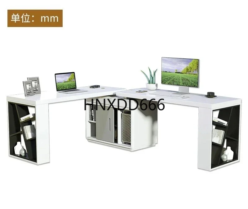

Modern simple white desk solid wood integrated telescopic corner desktop