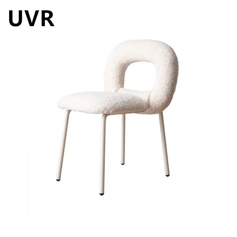 UVR High Quality Fashion Chair Home Ladies Makeup Chair Lamb's wool Donut Comfort Chair Backrest Dining Chair Balcony Chair